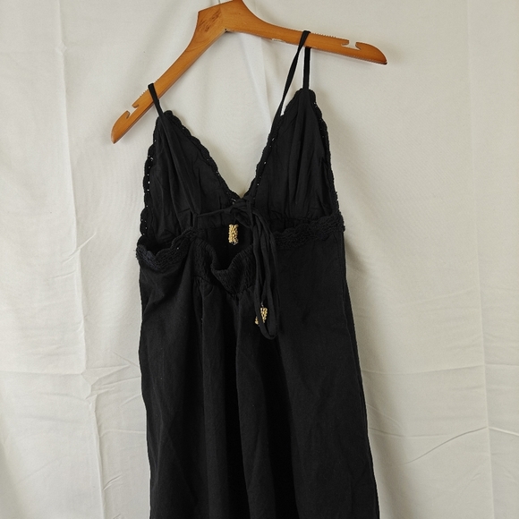 Free People Lovely Boho V Neck Maxi Dress Tie In Black Size Medium Women's - Picture 12 of 14
